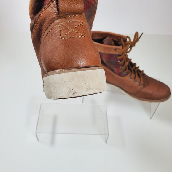 Timberland Women's Boots Size 8 Brown Leather Pendleton Bramhall Plaid Flannel - Picture 8 of 10